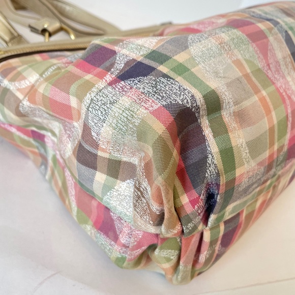 Coach Daisy Madras Plaid Glam Signature Tote Shoulder Bag - Picture 9 of 16